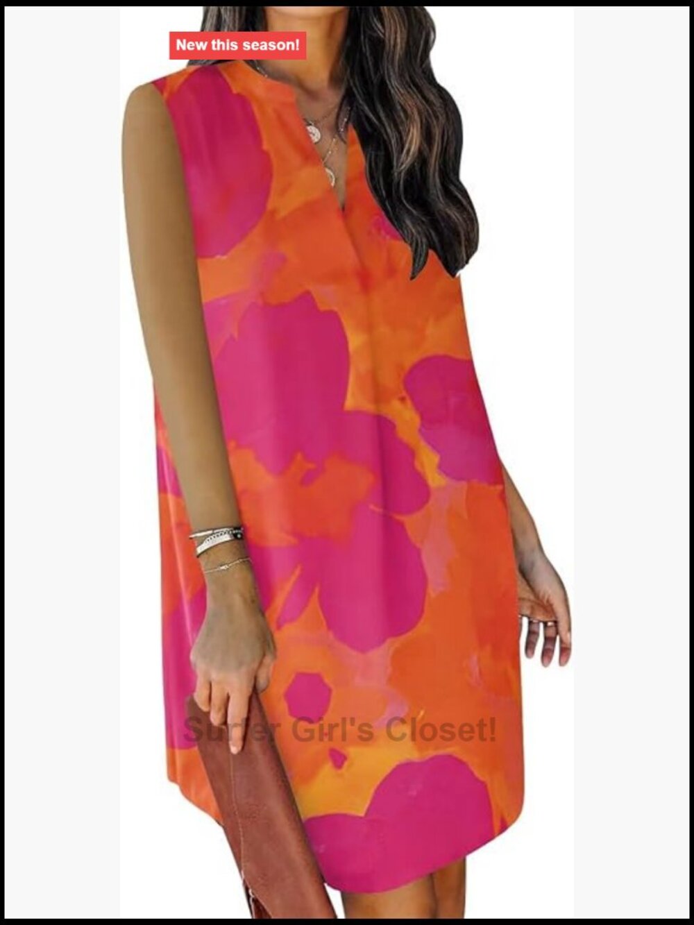 Sleeveless V-Neck Shift Dress Floral Summer Sundress